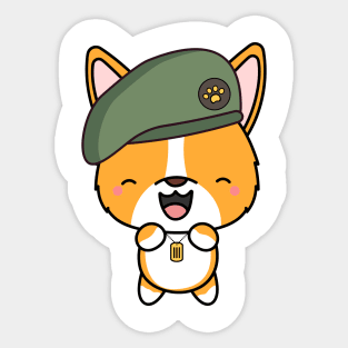 Green Beret Corgi Sticker